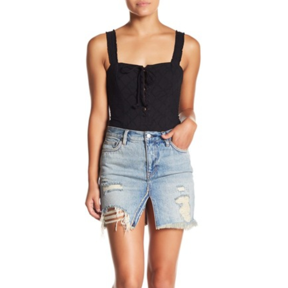 Free People Relaxed & Distressed Denim Skirt